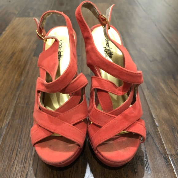 Coral Charlotte Russe wedge - Picture 1 of 4